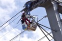 Koelner Seilbahn Gondel blieb haengen Koeln Linksrheinisch P077